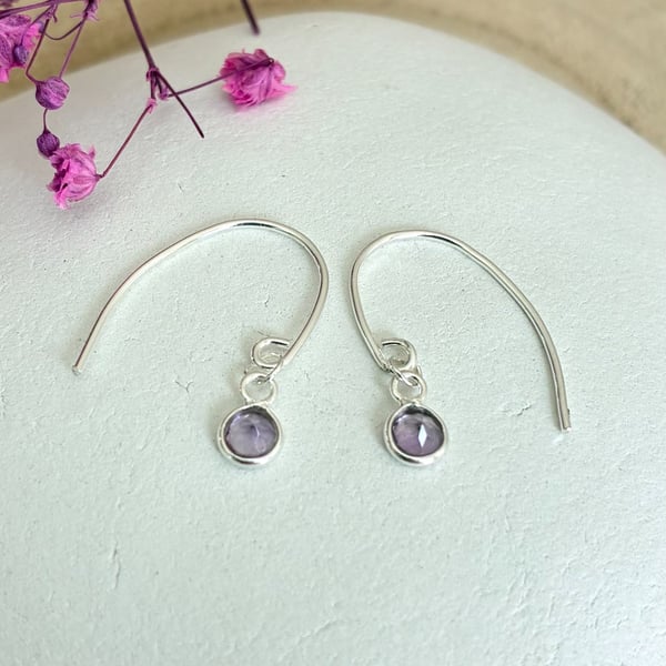 Delicate Amethyst and Sterling Silver Earrings