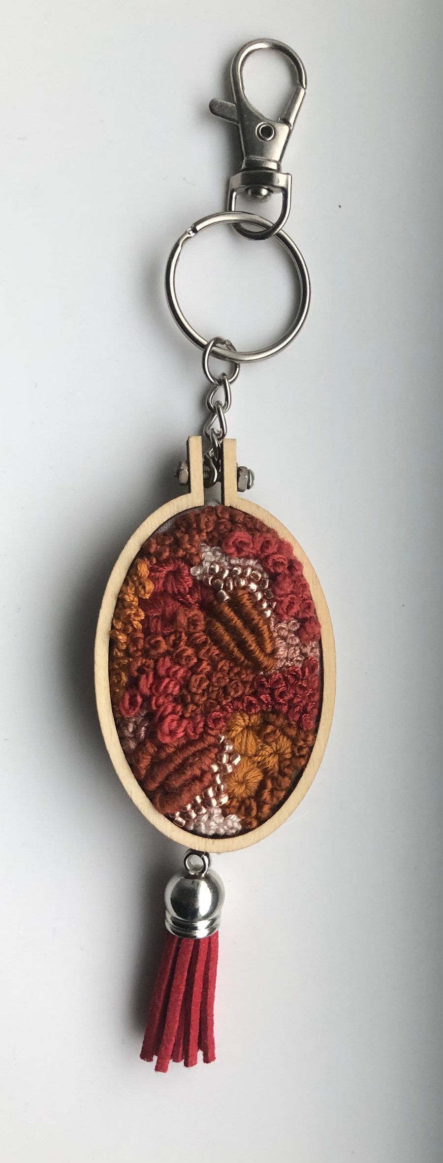 Embers a hand embroidered keyring