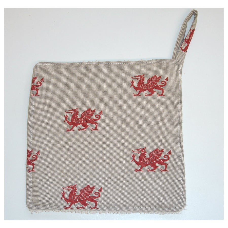 Welsh Dragon Pot Holder Red Kitchen Grab Mat Pad Wales Y Ddraig Goch Cymru