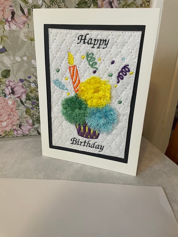 Handmade 3D fringed effect greetings card  Birthday Card 