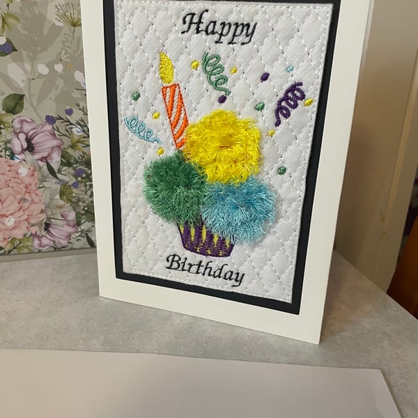 Handmade 3D fringed effect greetings card  Birthday Card 