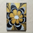 Acrylic Pour Art Canvas, Wall Art - Black, White and Gold Colour Scheme