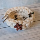 Tiny pot, trinket dish, air plant display, crochet container, storage pot