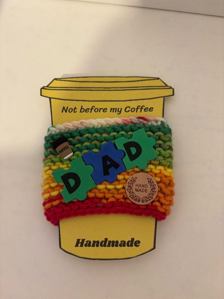 Father’s Day knitted cup cosy. 