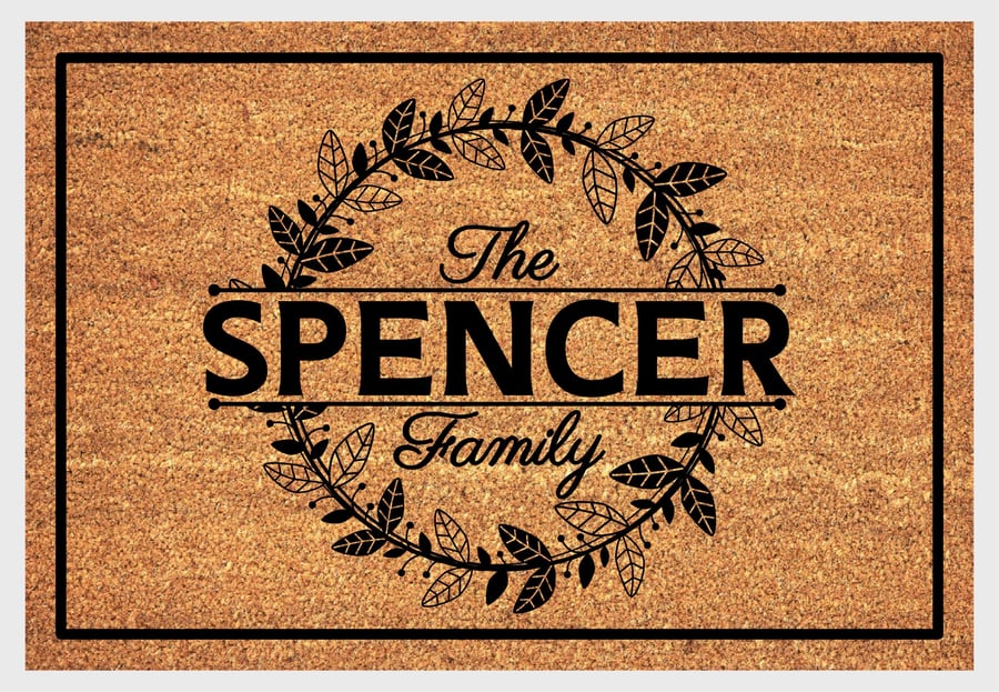 Personalised Surname Door Mat - Customised Family Name Welcome Mat - 3 Sizes