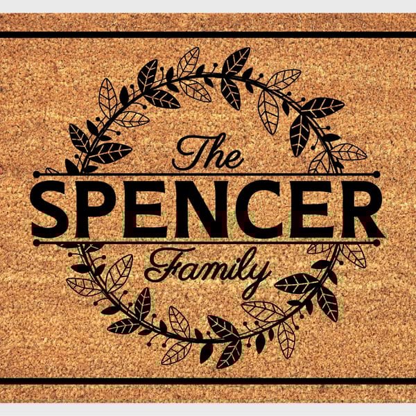Personalised Surname Door Mat - Customised Family Name Welcome Mat - 3 Sizes