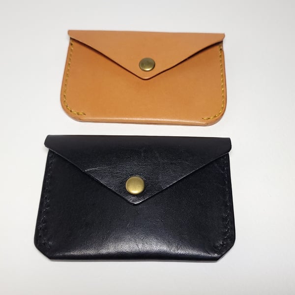 Tan Slim Leather Card Holder – Leather Card Wallet - HANDMADE