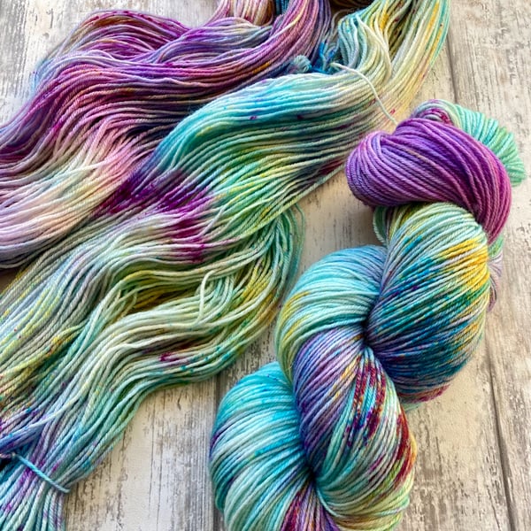 Hand dyed sock yarn 4ply Merino Nylon 100g sea shimmer