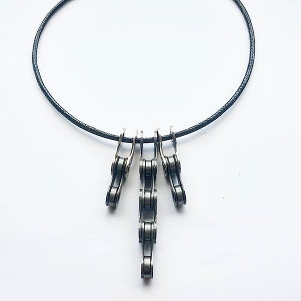 Bicycle Chain Necklace on a Black Cord Wonderful Gift for Any Bike Rider or Cycl