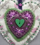 Hand Embroidered Heather Heart Decoration  - Image 2