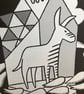 Donkey Icon No.1 A2 linocut screen-print (silver ink on black paper) - Image 3