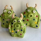 Handmade Ceramic Monster Family - Whimsical Pottery Trio