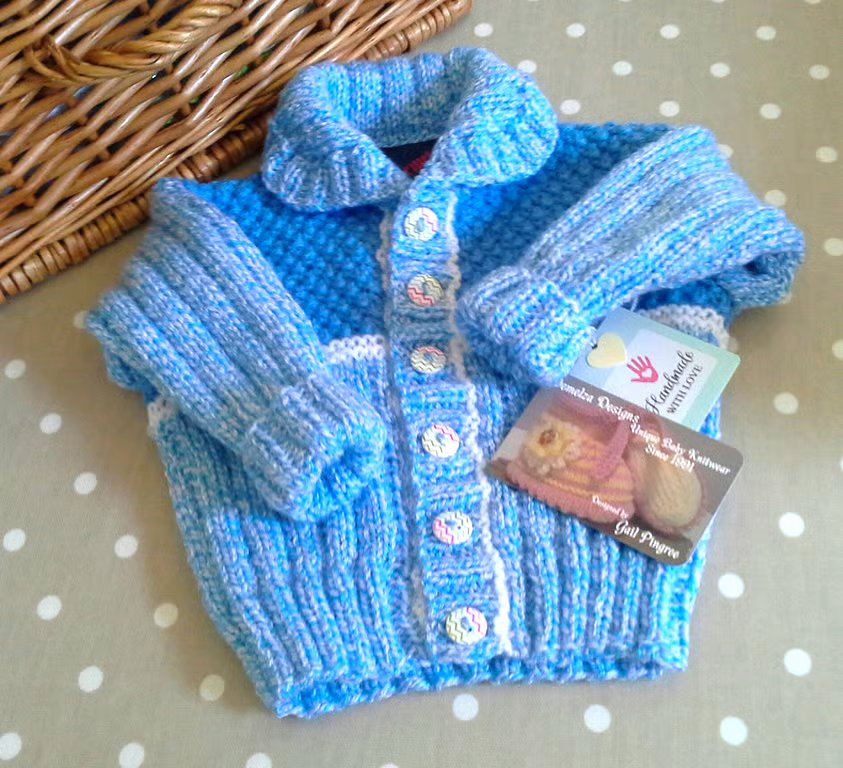 Designer Hand Knitted Baby Boy's Cardigan - Jacket  6-12 months size