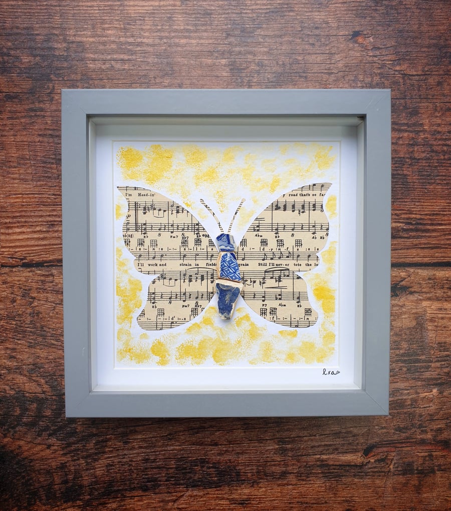 Victorian blue river pottery butterfly 