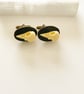 Faux Taxidermy Crow Raven Bird Skull Bronze Cufflinks - Image 1