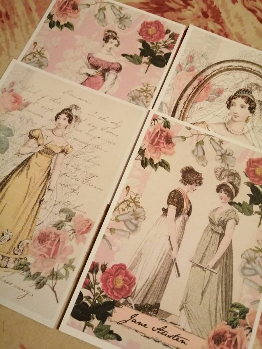 Jane Austen postcards. Pretty postcards with the English writer, Jane Austen.