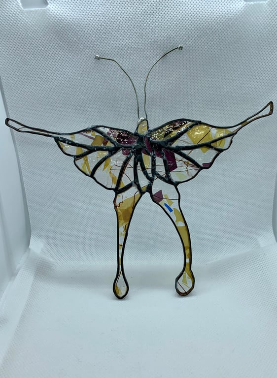 Stained glass swallowtail butterfly suncatcher