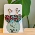 Wild at Heart: Leopard-Print Love Drop Earrings Teal 