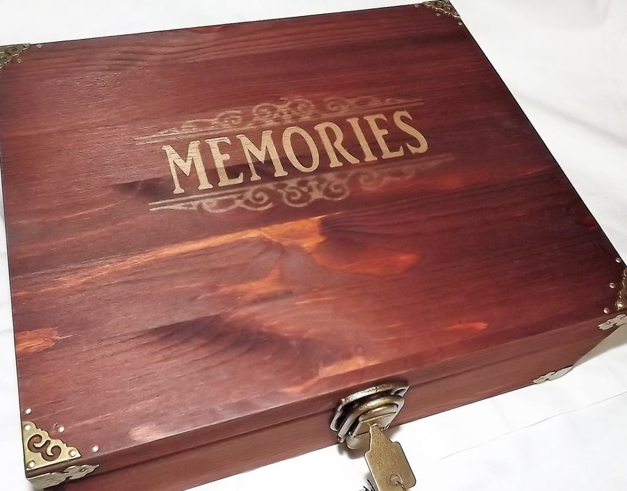 LARGE LOCKABLE Rustic wooden Memory - Storage Box. Made to Order.
