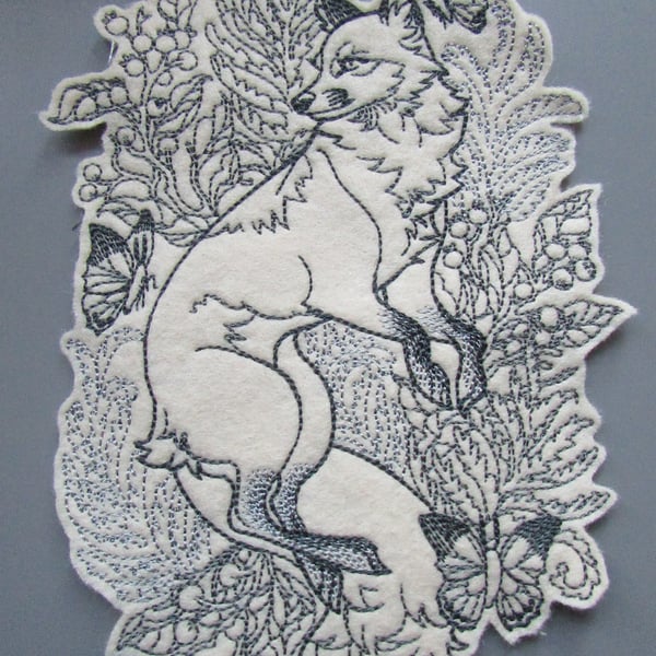 Fox Embroidered Sew on Applique Patch