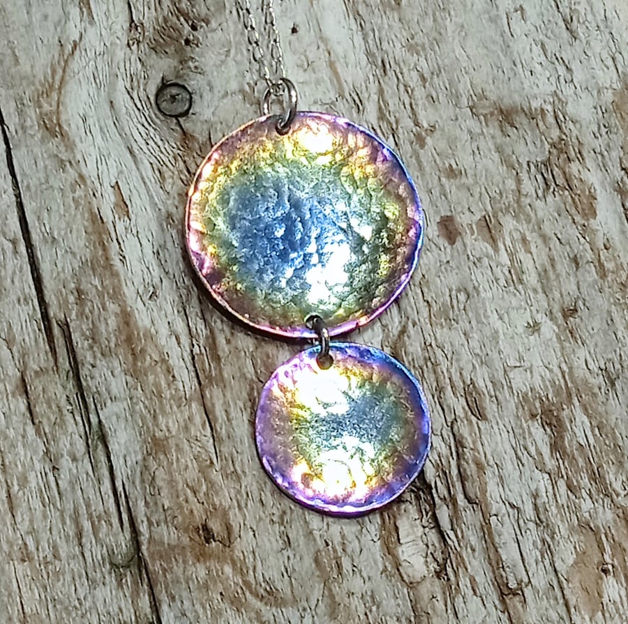 Coloured Titanium and Sterling Silver Pendant Necklace - UK Free Post