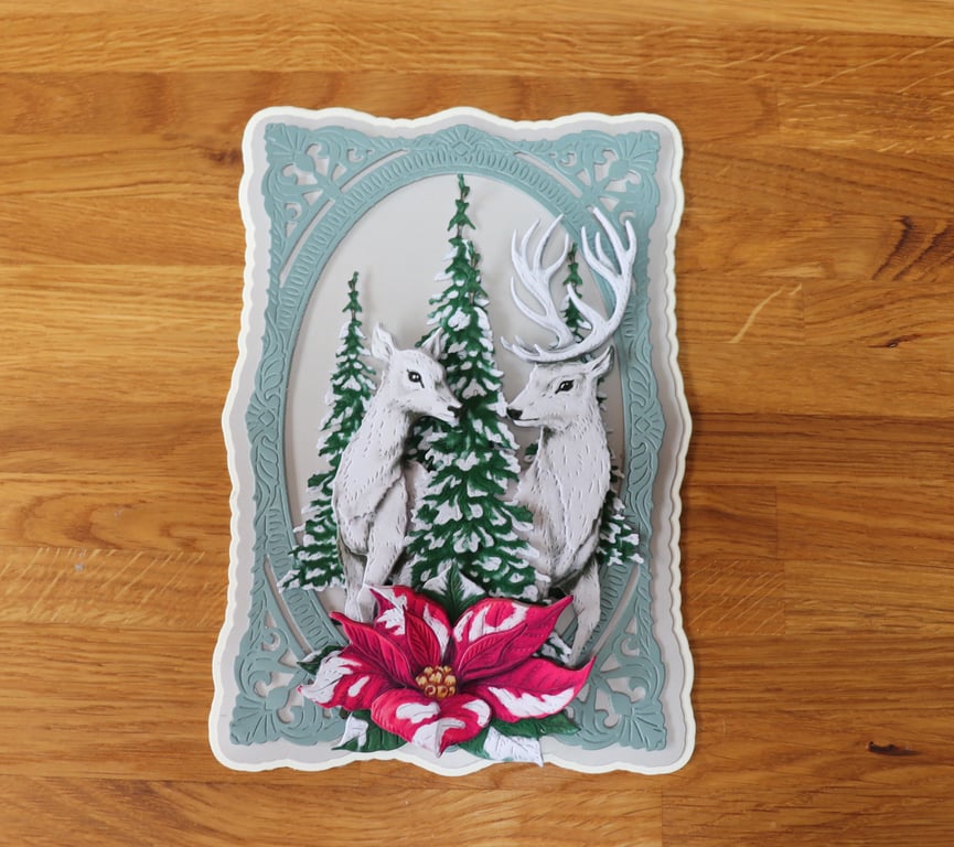 Deer and Stag in the Forest, Christmas Time.