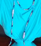 Long Summer Swirl Beaded Necklace in shades of blue with handmade paper beads - Image 5