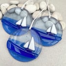 Sailboat - Blue - handmade fused glass decoration