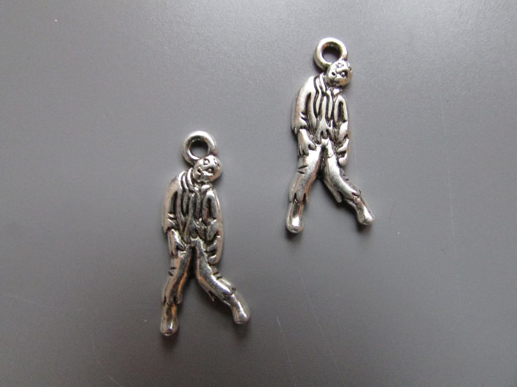 Zombie Jewellery making charm pendant in silver x 2