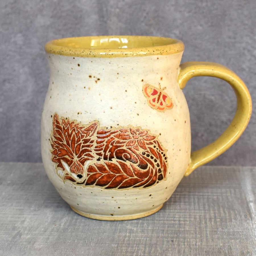19-120 Sleeping Fox Handmade Ceramic Stoneware Mug 
