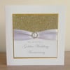 Handmade 50th golden wedding anniversary card, modern, designer