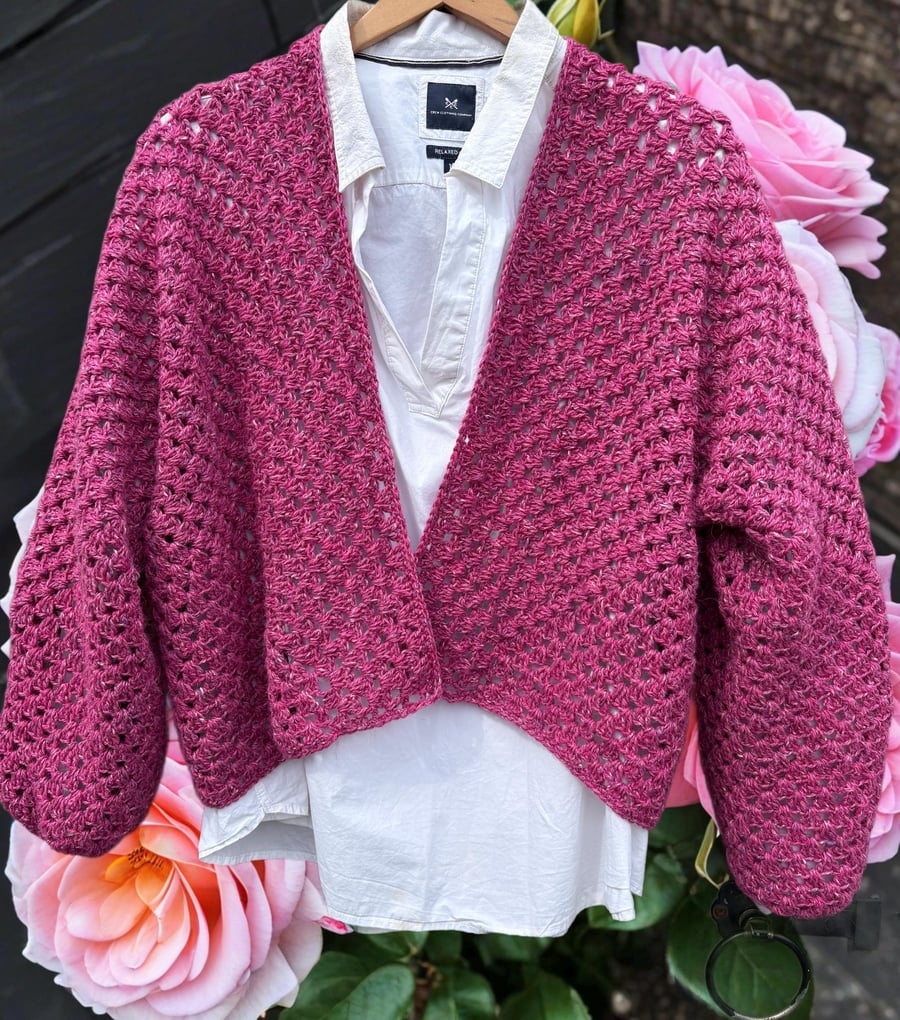 Hexagon Crochet Cardigan Size M,  16 - 18 UK