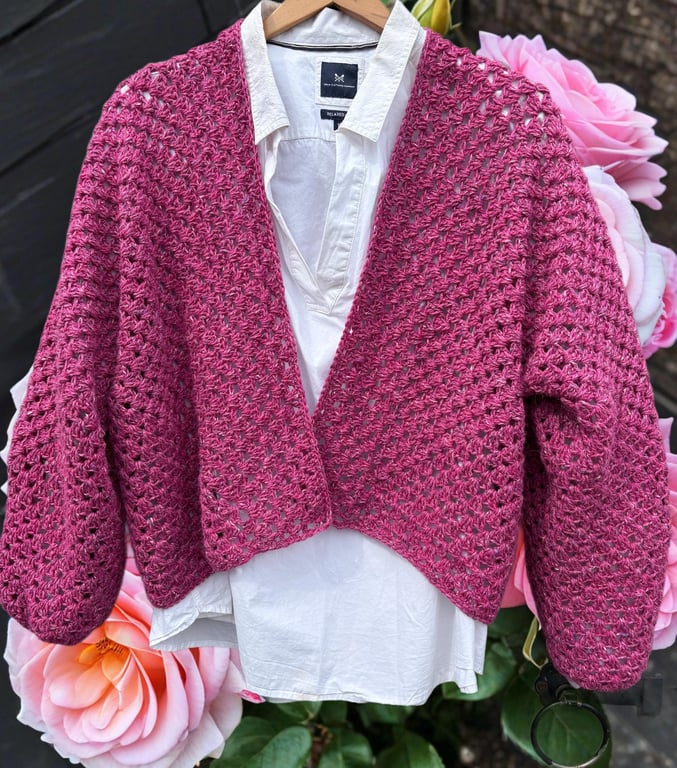 Hexagon Crochet Cardigan Size M,  16 - 18 UK