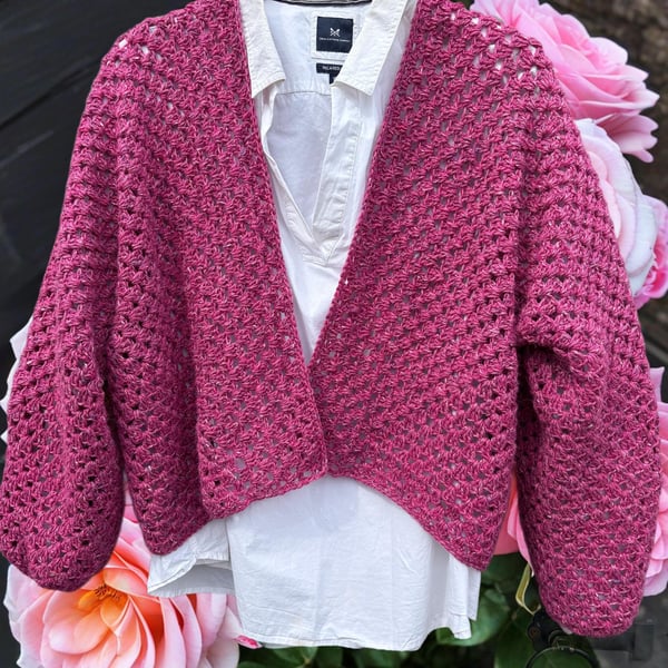 Hexagon Crochet Cardigan Size M,  16 - 18 UK
