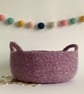FELTED 'FUSSPOT'  BOWL , tray , desk tidy .Lavender (with handles ).