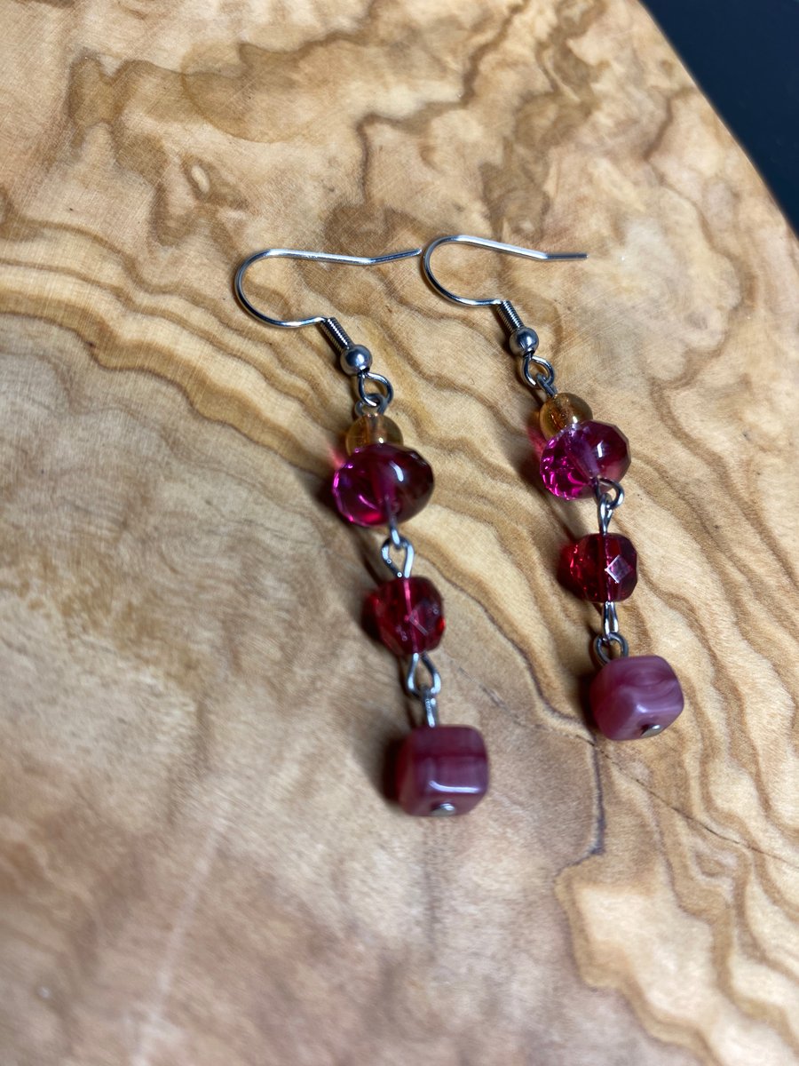 Becka - Raspberry Pink Earrings 