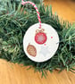Set of 5 Christmas tree decorations, festive wooden ornaments, baubles or tags - Image 2