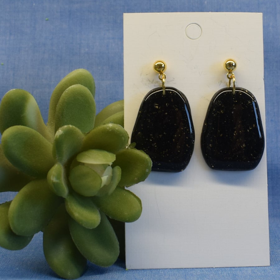 Organic Black Pebble Earrings