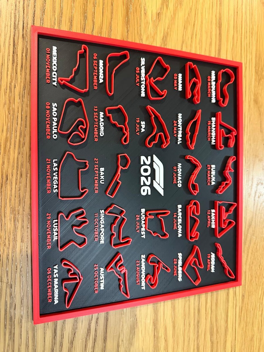 3D Printed – 2026 Formula 1 Season Calendar  Perfect for F1 Fans & Collectors!