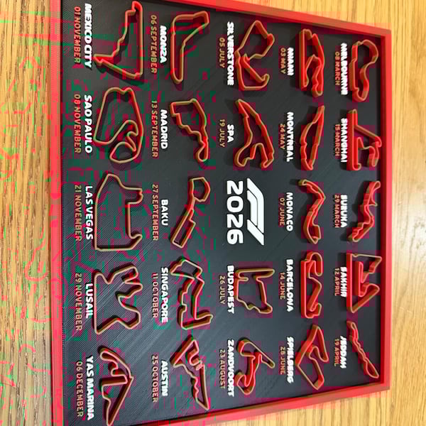 3D Printed – 2026 Formula 1 Season Calendar  Perfect for F1 Fans & Collectors!