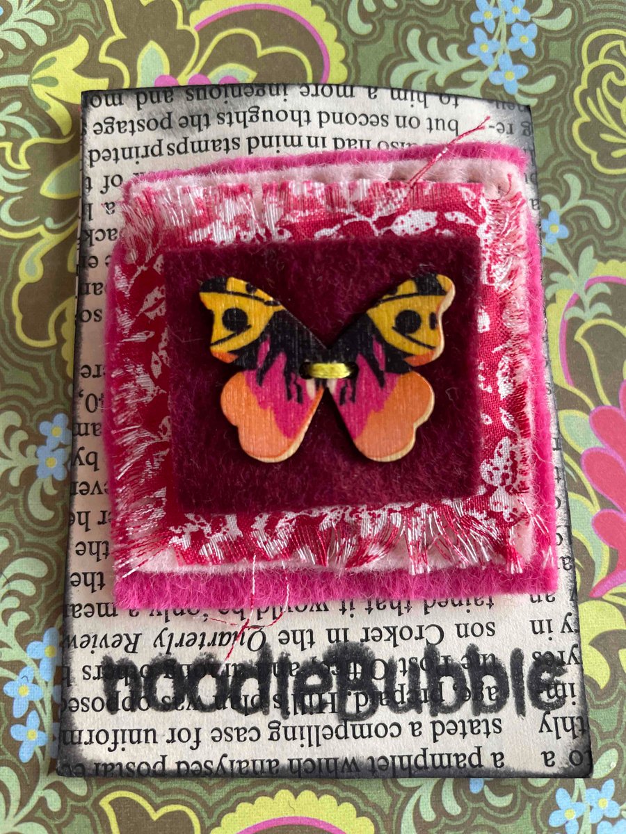 Pretty Pink Butterfly felt brooch 