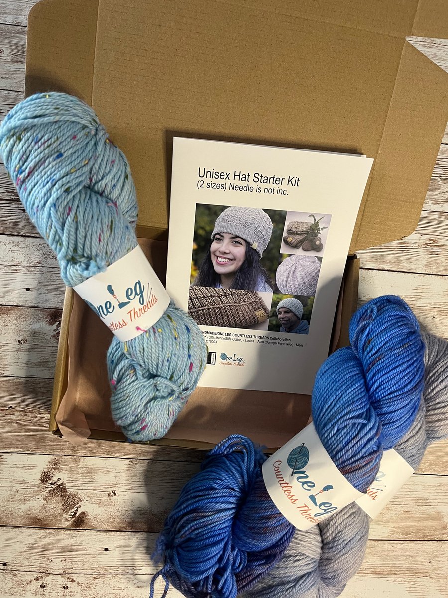 Hat knitting kit with one skein of hand dyed yarn