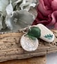 Green Scottish Sea Pottery, Sea Glass and Fine Silver Pendant