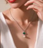 Four leaf Clover and Pearl Pendant Necklace - White Gold Plated 