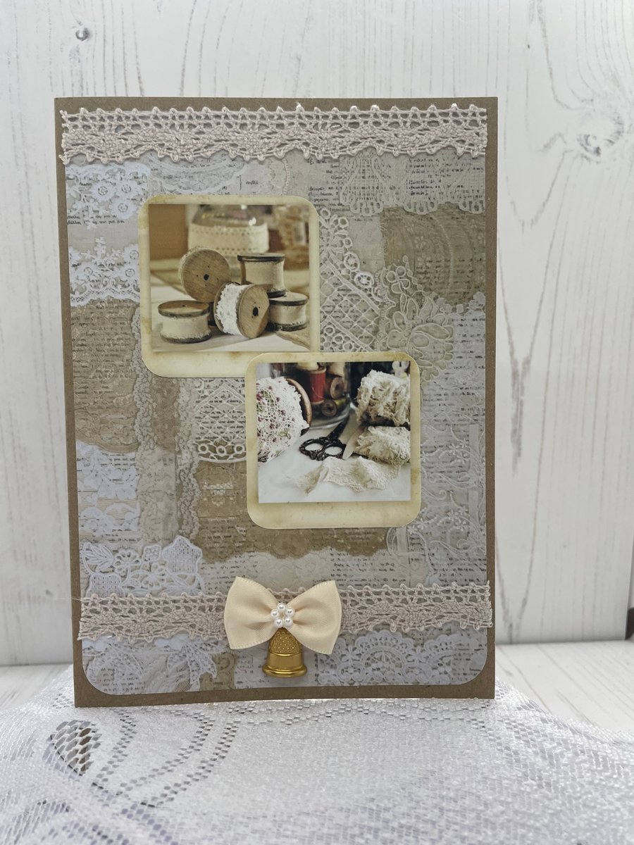 Sewing - Faded Sewing Photo Greeting Card by Carolee Crafts PB12 - 0015