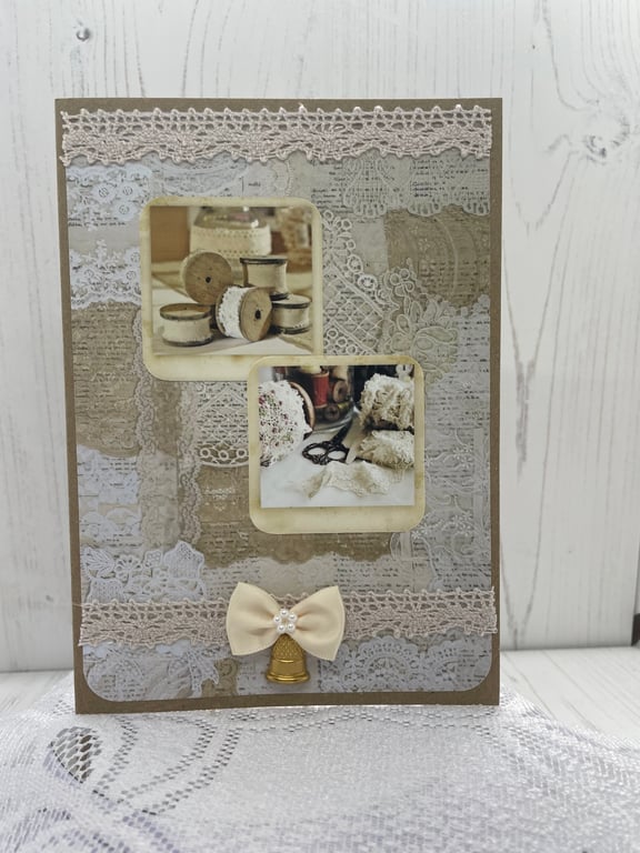 Sewing - Faded Sewing Photo Greeting Card by Carolee Crafts PB12 - 0015