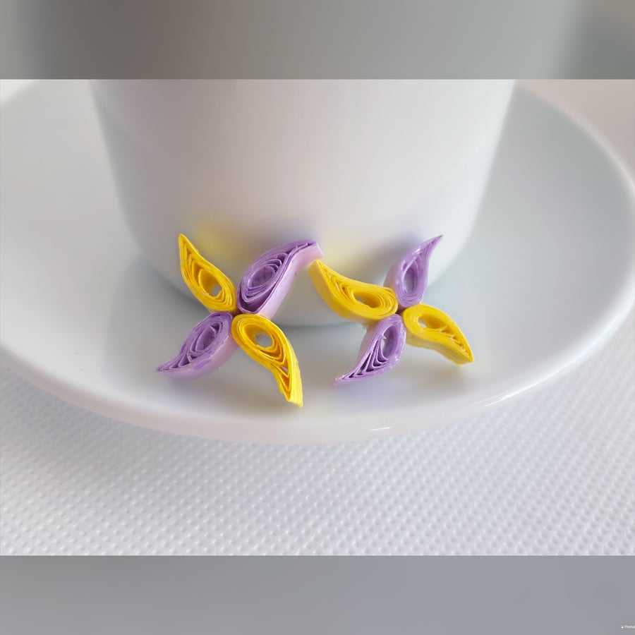 Paper Flower Earrings, Quilled Earrings, Paper Quilling, Quilled Flower Earrings