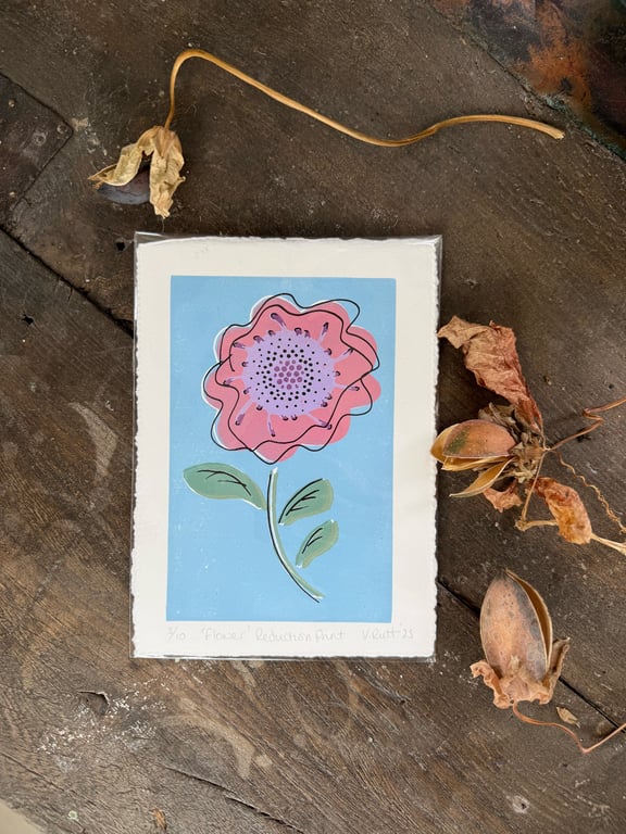 Flower Reduction Lino Print