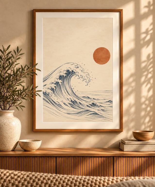 Japandi Wave Wall Art - Minimalist Zen Print (Physical Print)