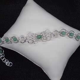 SALE - Butterfly chainmaille bracelet with Aventurine